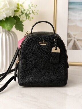 ♠️ Kate Spade Mini Caden Backpack – Black & Gold